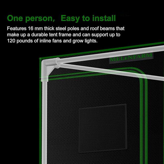 MELONFARM 2x2 Grow Tent, 24"x24"x36'' High Reflective 600D Diamond Mylar Canvas with Observation Window and Floor Tray for Hydroponic Indoor Plant Growing