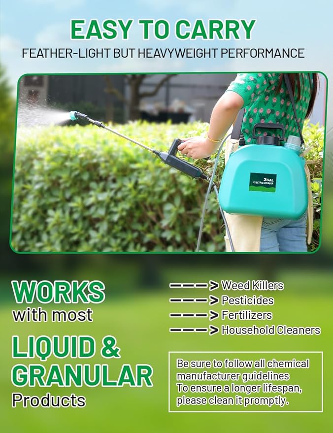 Battery Powered Sprayer 2 Gallon, 7.4V Powful Electric Pump Sprayer in Lawn and Garden with 32'' Wand, Backpack Weed Sprayer for Yard, Fertilizer