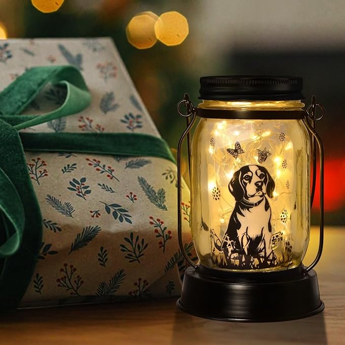 Beagle Gifts for Women/Men Beagle Solar Lanterns Dog Mom Birthday Dog Lovers Lantern Pet Loss Pet Memorial Lights Solar Garden Decoration Outside for Yard, Patio,Backyard,Porch