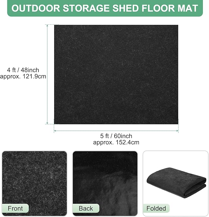 Outdoor Storage Shed Mat, 4x5 FT Waterproof Small Shed Flooring Mat for Patio Furniture Floor Protecting from Wear/Liquid/Dust/Oil, Non-Slip Carport Pad [Grey]