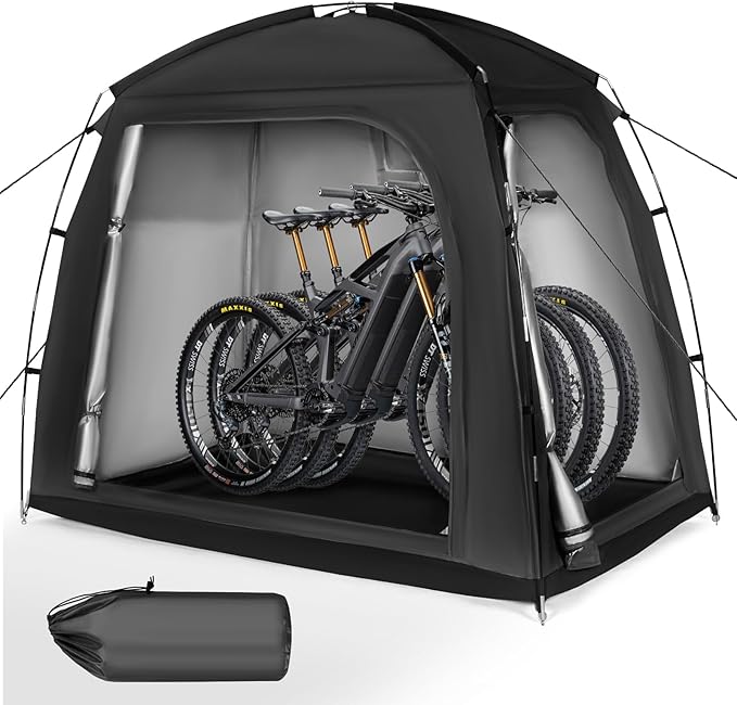 Travel Bike Storage Shed Tent - 210D Outdoor Portable Bicycle Storage Shed 8" L x 7.98" W x 10" H - Waterproof, UV Resistant, Portable Bike Shelter for Outdoor Protection (Black)