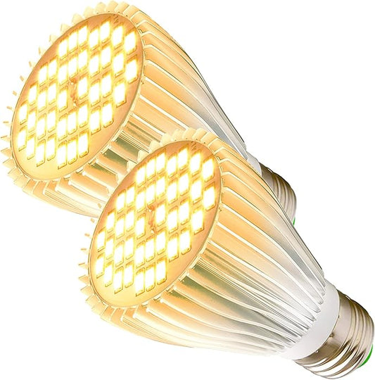 MILYN 2 Pack LED Grow Light Bulb, 30W Full Spectrum Plant Light Bulb Warm LED Grow Lights for Indoor Plants Vegetables, Flowers, Houseplants and Seedlings, E26 Lamp for Greenhouse, Garden, Hydroponic