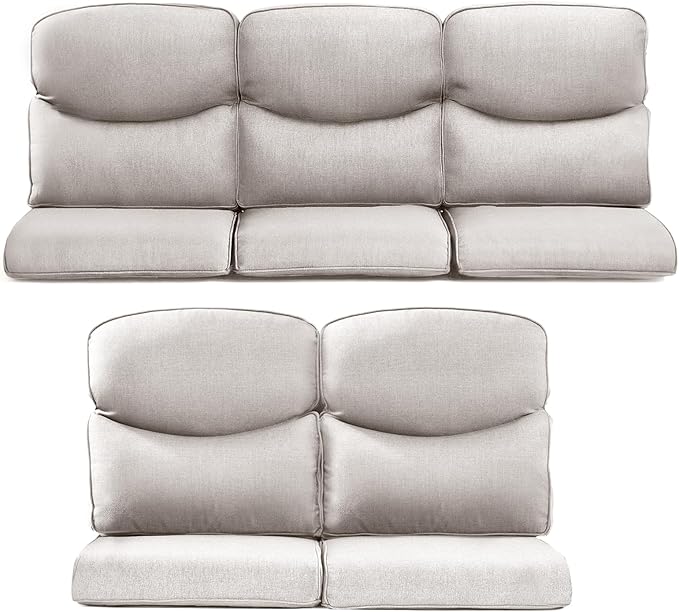 Patio Chair Cushions 5 Packs - Outside 22x24 High Back Water-Resistant Cushion with Zipper Cover for Outdoor Glider Rocking Chairs Loveseat 3-seat Couch Sofa – Beige/Crescent