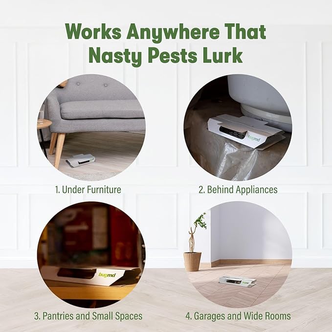 BugMD Indoor Cockroach Killer & Roach Trap - Sticky Insect, Spider, Cricket Control for Home - Glue Traps Pest Defense, 12 Pack Sticky Bug Solution