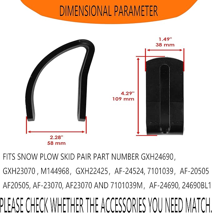 lrnyso Snow Plow Skid Pair Kit GXH24690 Fits John Deere Cub Cadet MTD Troybilt Craftsman Lawn Tractor Snow Blade (2PACK)