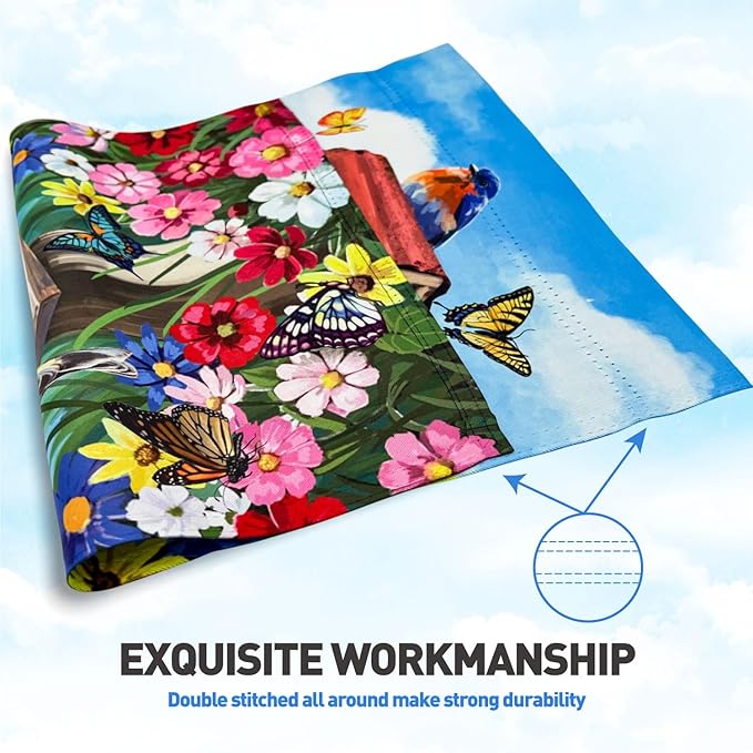 Bird Spring Summer Garden Flag,Blackout 12x18 Double Sided, Small Floral Red Cardinal Birdhouse Garden Yard Flags Outside, Outdoor Home Patio Yard Flag Farmhouse Decorations