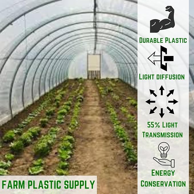 Farm Plastic Supply - 6 Mil White Plastic Sheeting - Overwintering Film, 6 Mil White Plastic Film, Greenhouse Plastic, Durable Plastic Sheeting (40' x 50')