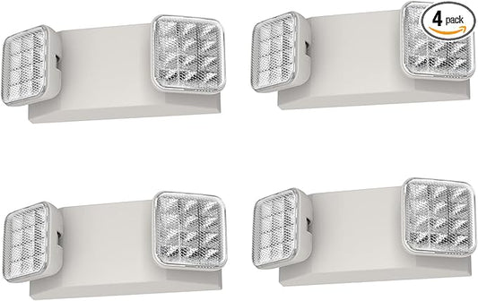 SPECTSUN 4 Packs Led Emergency Lights for Business, with Battery Backup,Hard Wired, UL 924 Certified,AC 120/277V,Two Head Adjustable LED Emergency Lighting.