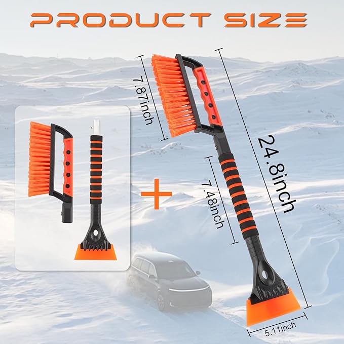 Ice Scraper and Snow Brush for Car Windshield, Snow Scraper for Car, Snow Winter Car Necessities, Multi Functional Car Snow Removal Tools, Car Accessories Gift for Women and Man (Enhanced)