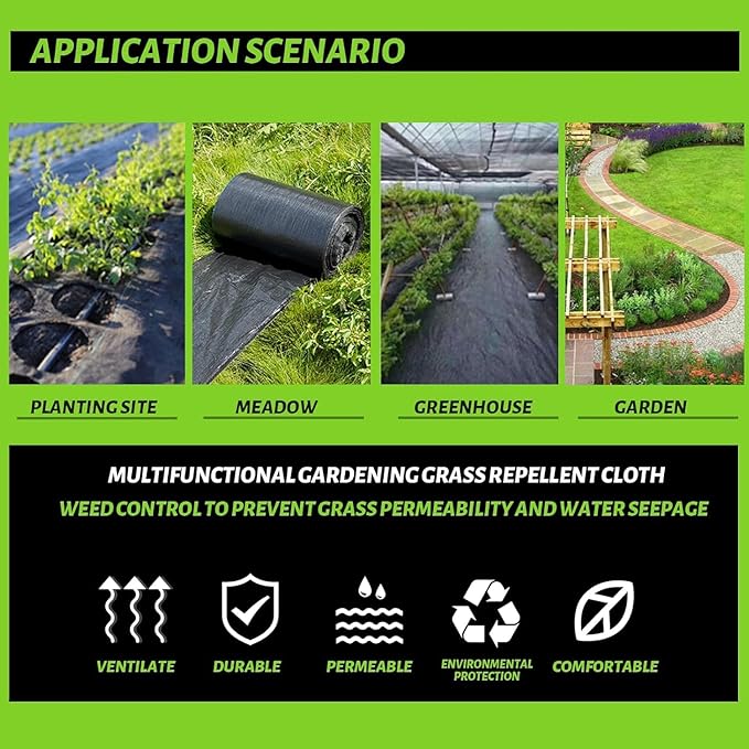 6.5x300FT Landscape Fabric, Weed Barrier Fabric, Durable & Effective Garden Cloth Weed Barrier, Heavy-Duty Landscaping Fabric for Weed Control, French Drains, Yard, Driveway