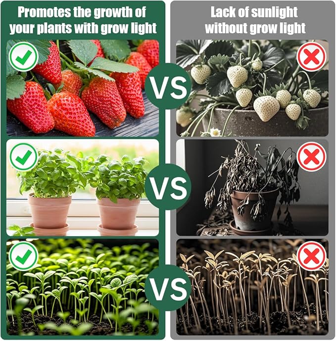 20 Inch Grow Light for Seed Starting for 1020 Trays Full Spectrum LED, Hydroponics Growing System Lights, Indoor Greenhouse Plant Lamp, 8/12/16H Timer & Dimmable Grow Lamp, 4 Pcs