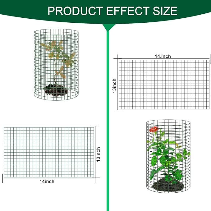 6 PCS Plant Protectors from Animals,14" H X 13" D Metal Mesh Plant Cage Covers with Garden Plant Outdoor for Flower Vegetable to Keep Animals Out