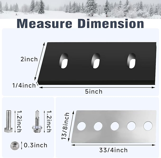 100% 304 Stainless Snow Blower Impeller Modification Kit, 1/4" 3-Blade Universal, for Modifies 2-Stage Machine Snow Blower Impeller Including Installation Hardware, Reuse in Harsh Environments(3)