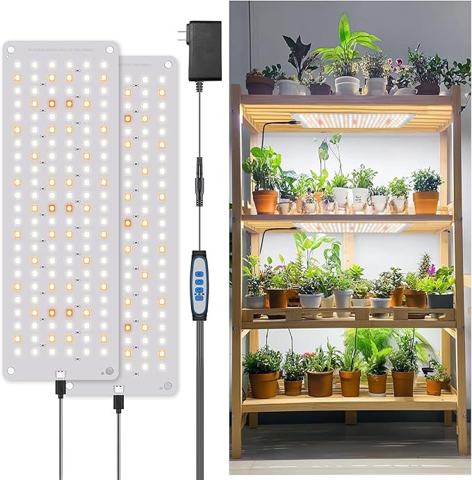 Grow Lights for Indoor Plants, 276 LED Full Spectrum Plant Light for Indoor Growing Seed Starting, 2 Pack Slim Grow Lamp with UL Adapter, 6/12/16H Timer, 3 Light Modes, 5 Dimmable