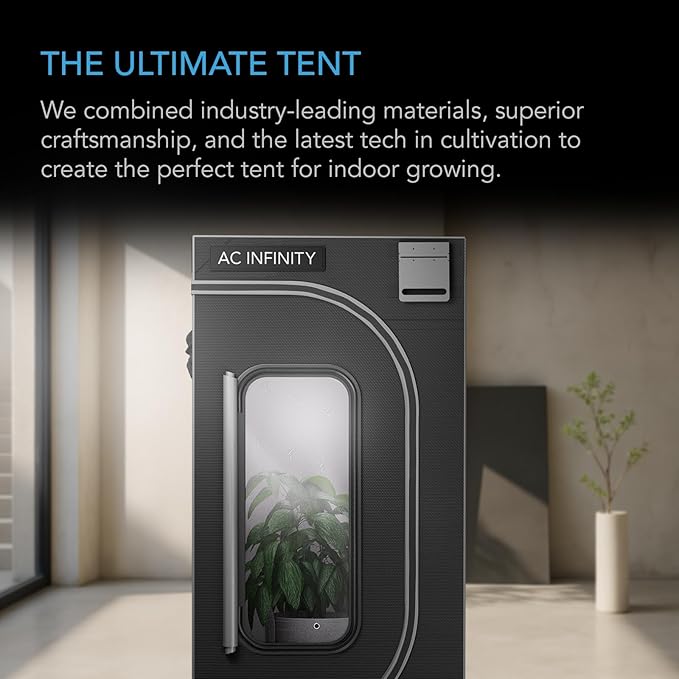AC Infinity CLOUDLAB 816 Advance Grow Tent, 120"x60"x80" Thickest 1 in. Poles, Highest Density 2000D Diamond Mylar Canvas, 10x5 for Hydroponics Indoor Growing