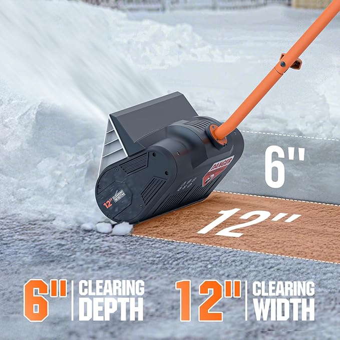 Litheli Cordless Electric Snow Shovel, 20V 12-Inch Snow Thrower with Adjustable Auxiliary Handle, Battery Powered Snow Blower, 4.0Ah Battery Included ﻿