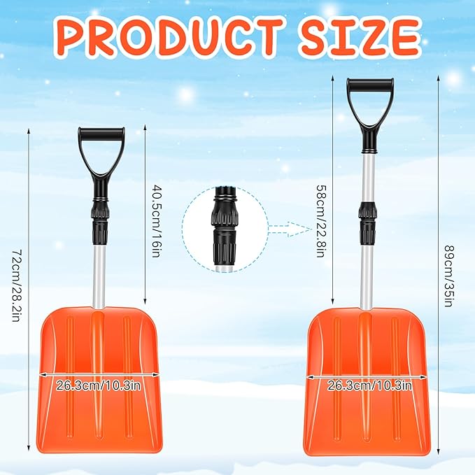 Lasnten 4 Pcs Kid's Snow Shovel Plastic Digging Lightweight Portable Beach Shovels for Kids Boys Girls Home Yard Garden Outdoor Activities Snow Removal(Orange)
