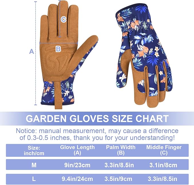 Womens Gardening Weeding Working Gloves, Leather Garden Glove for Women Thorn Proof No Stab for Digging, Planting,Pruning