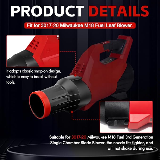 Car Drying Nozzle for Milwaukee M18 Fuel Leaf Blowers 3017-20,Short Nozzle Attachment Compatible with Milwaukee Blower, Durable Compact Design for Car Detailing & Snow Removal