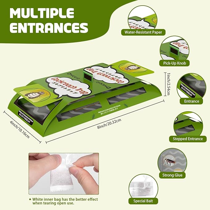 Upgrade 18 Pack Roach Traps Indoor, Sticky Traps for Cockroaches Indoor Home, Sticky Glue Cockroach Traps, Roach Killer Cockroach Trap for Cricket Ants Spiders