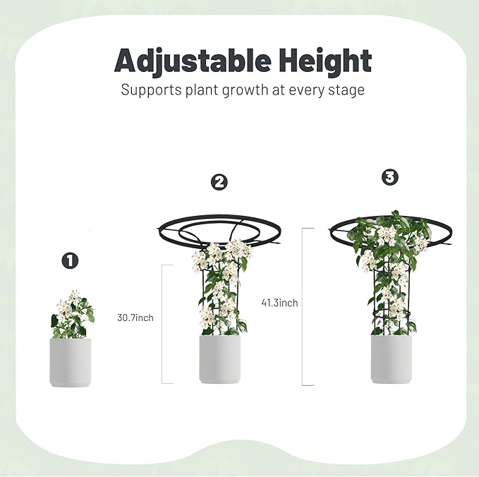 Garden Trellis for Climbing Plants Outdoor, 3.7FT Tall Metal Obelisk Trellis, 41.3" Umbrella Trellis for Potted Plants, Mushroom Top Trellises for Vines, Rose, Clematis, Pea, Bean, Tomato