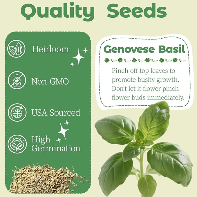 Basil Seed Pods Kit Hydroponic - Refill Herb Pod for All Indoor Garden, 8 Grow Pods with Seeds of Genovese Basil, Compatible with All Hydroponics Growing Systems