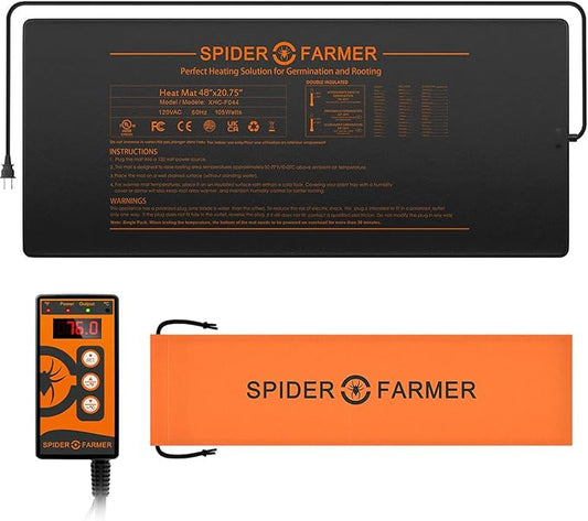 Spider Farmer Seedling Heat Mat 48"X20.75" and Digital Thermostat Controller Set Waterproof Durable for Indoor Gardening (MET UL Certified)