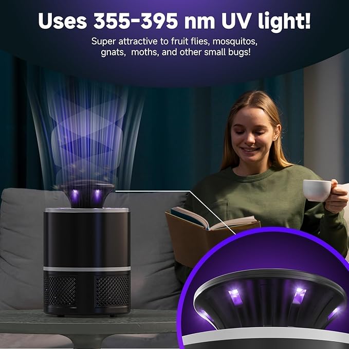 Fruit Fly Traps for Indoors, 2 in 1 Fruit Fly Trap for Home, Gnat Traps for House Indoor Bug Zapper Flying Insect Trap for Plants Moths Mosquitoes (black-2pc)