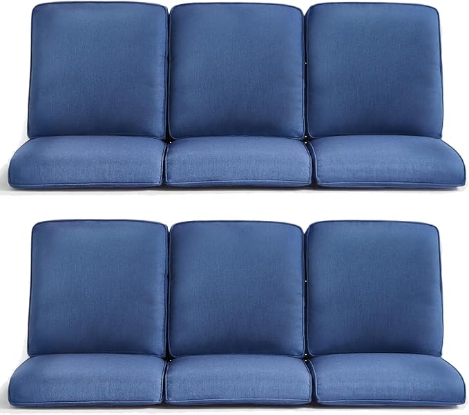 Patio Chair Cushions 6 Packs - Outside High Back Thick Water-Resistant Cushion 22x24 for Outdoor Glider Rocking Chairs Loveseat 3-Seater Couch Sofa – Blue/Regular