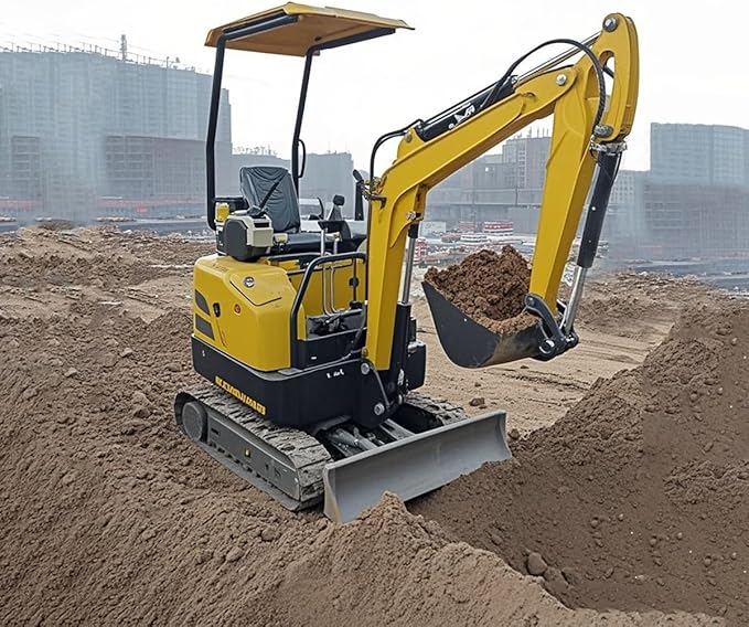 2000lbs Mini Excavator Small Excavator with Backhoe Thumb for Garden, Farm, Park, Road Micro Trench Digger Crawler, Gasoline EPA, US Stock