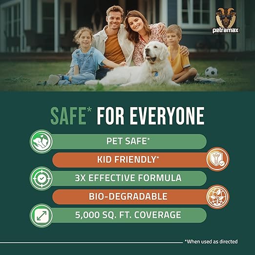 PetraMax Castor Oil Mole Repellent for Lawns - Best Anti Mole and Vole Repellent of Outdoor Space - How to Get Rid of Moles in My Yard, Garden Or Lawn, Safe and Effective Vole Deterrent (33.8 fl oz)