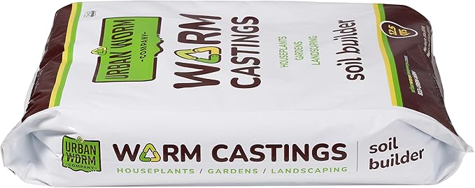 Organic Earthworm Castings by The Urban Worm Company - OMRI-Listed Peat-Free Black Gold to Improve Soil Fertility (15 Pounds)