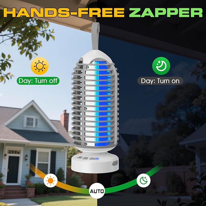 Bug Zapper Outdoor Indoor, Cordless Mosquito Zapper with LED Lights and Marquee Lights, Rechargeable Fly Zapper Outdoor Waterproof for Camping, Patio, Backyard, Garden, Home
