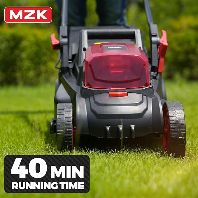 MZK 40V(2x20V)13” Cordless Electric Lawn Mower,4-Position Height Adjustment,Compact and Lightweight Push Battery Powered Lawnmower for Yard ,Garden and Farm(2*4AHBatteries and Charger Included)LM13B08