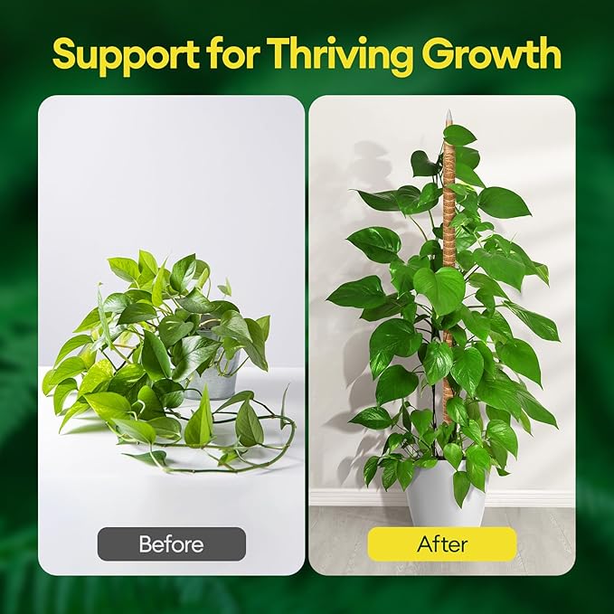 3-Pack 48” Bendable Moss Pole Monstera Plant Support for Climbing Indoors Plants, Coir Moss Poles Moss Sticks Plant Pole DIY, Plant Support Stake for Potted Plants