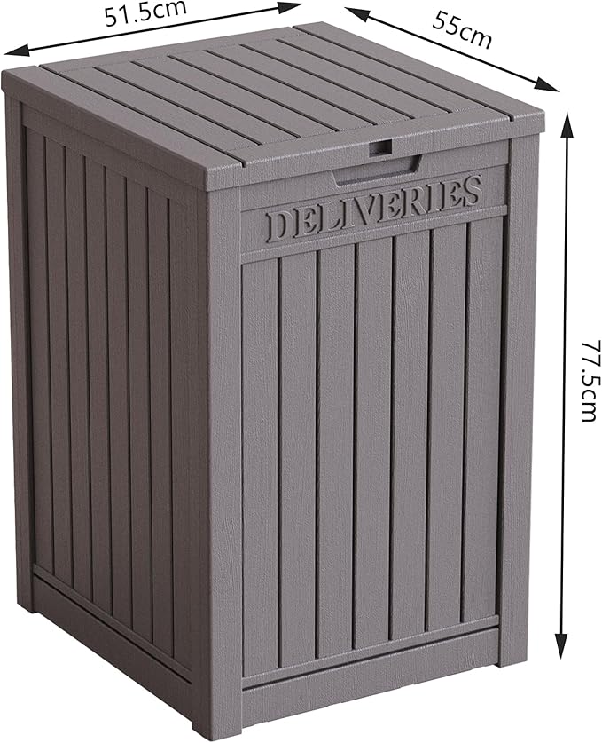 55GAL Brown Outdoor Deck Box with Lock Hole - SGS - Certified UV Protection, Weatherproof for Backyard Storage, Ideal for Storing Tools and Small Items, Quick Assembly
