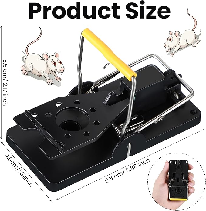 Qualirey 50 Pcs Plastic Mouse Rat Traps House Indoor Quick Effective Safe for Warehouse Garden Kitchen 3.86 x 1.81 x 2.17 Inch (Black,Yellow)
