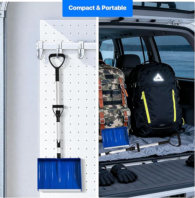 Ergonomic Snow Shovel for Driveway and Car, 51 Inch Long Heavy Duty Snow Shovels for Snow Removal with Assist Handle, Large Capacity Lightweight Winter Tool for Garage, Camping