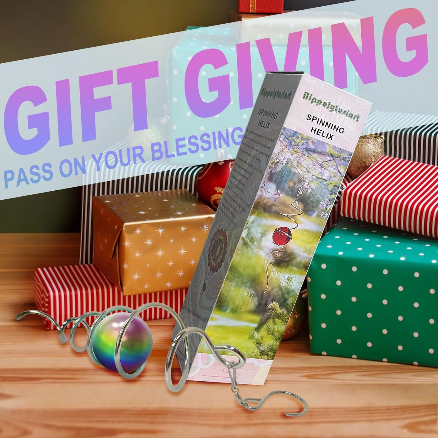 Gazing Ball Spiral Tail,Wind Spinners Stabilizer with Multi Colors Orb,Wind Spinner Tail Visual Illusion in Spinning,Hanging Rotating Art Decor,Indoor Outdoor Garden Decoration-13in