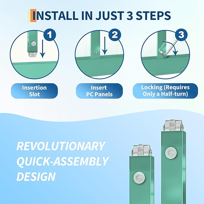 8'X12' Aluminum-Framed Polycarbonate Greenhouse, Heavy Duty Polycarbonate Greenhouse with Quick Setup Structure and Roof Vent, Large Enhanced Aluminum Greenhouses Kit for Outdoors
