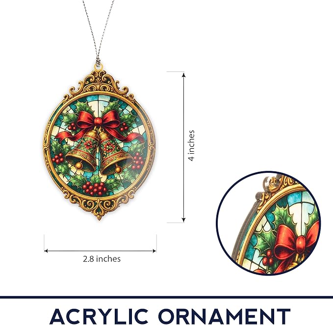 Christmas ornament 2025 - Vintage Christmas ornament - Acrylic xmas ornament - Art ornament - Christmas ornament 2025 - Suncatcher Effect window hanging - car hanging accessories