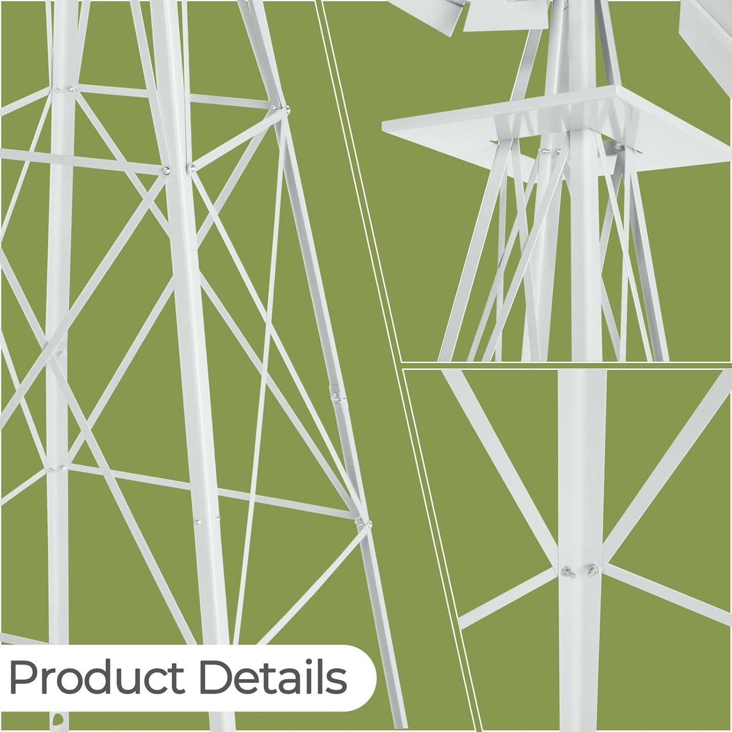 Outvita 8FT Ornamental Windmill for Yard, Heavy Duty Durable Metal Weather Vane Garden Decoration Weather Resistant for Garden, Farm, Seaside