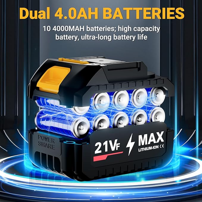 Handheld Electric Cordless Leaf Blower – 500,000RPM Mini Turbo Jet Blower with 2×4.0Ah Batteries & Charger, Lightweight for Patio, Lawn, Garage Cleaning (Yellow)