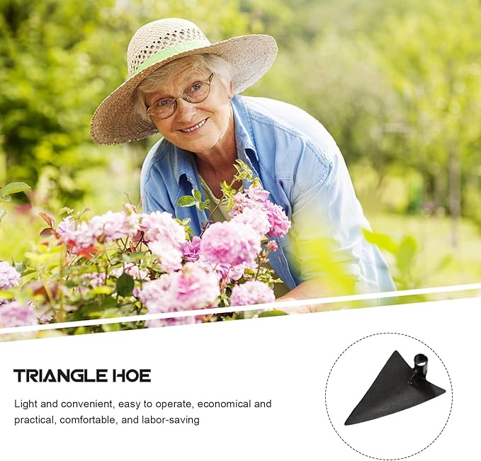 DOITOOL Triangle Hoe Steel Garden Digging Hoe for Weeding Planting Digging Soil, Gardening Hoe Hand Held Digging Hoe Garden Tool, 27X20cm (Silver Gray)