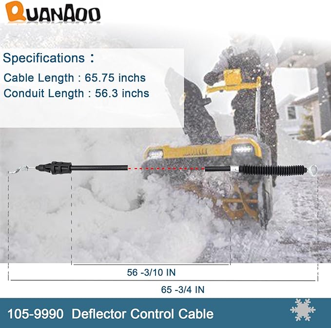 Deflector Control Cable 105-9990 for Toro Snowthrower fits Toro 26 inch Power Max 726 826 926 928 1028 1126 Snowblower
