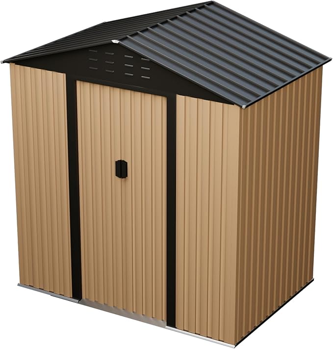 6 X 4 FT Shed Outdoor Storage Shed Metal Garden Shed with Sloping Roof and Vents, Waterproof and Anti-UV, Slooping Roof Tool Shed for Backyard, Patio, Garden Yard, Poolside