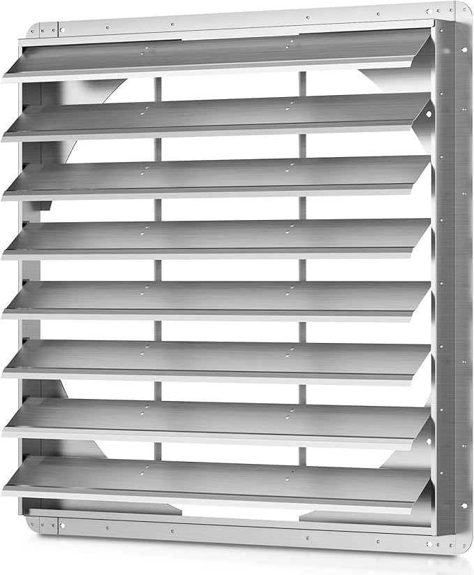 36 Inch Galvanized Shutter Exhaust Louver Vent, Automatic Gravity Shutter Louver Vent for Home Attics, Workshops, Barn, Greenhouse (Motor&Blades are not Included)