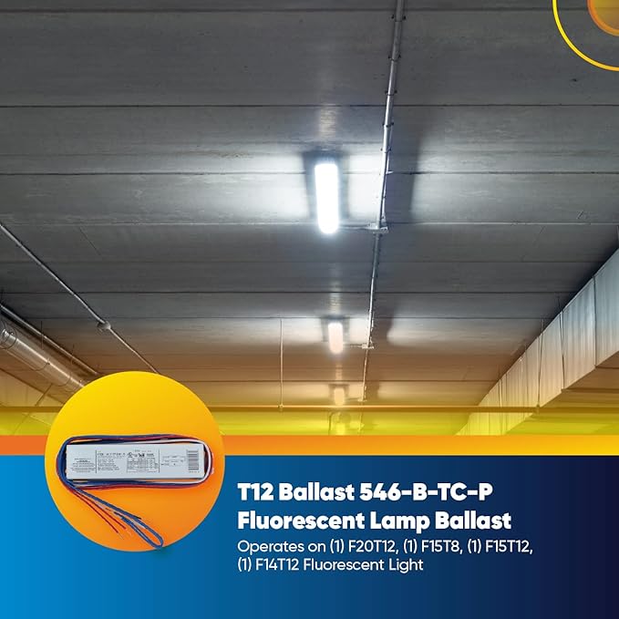Technical Precision T12 Ballast Replacement for Universal 546-B-TC-P Fluorescent Lamp Ballast Operates on F15T8 / F14T12 / F15T12 / F20T12 Lamps - T12 Ballast - 1 Pack