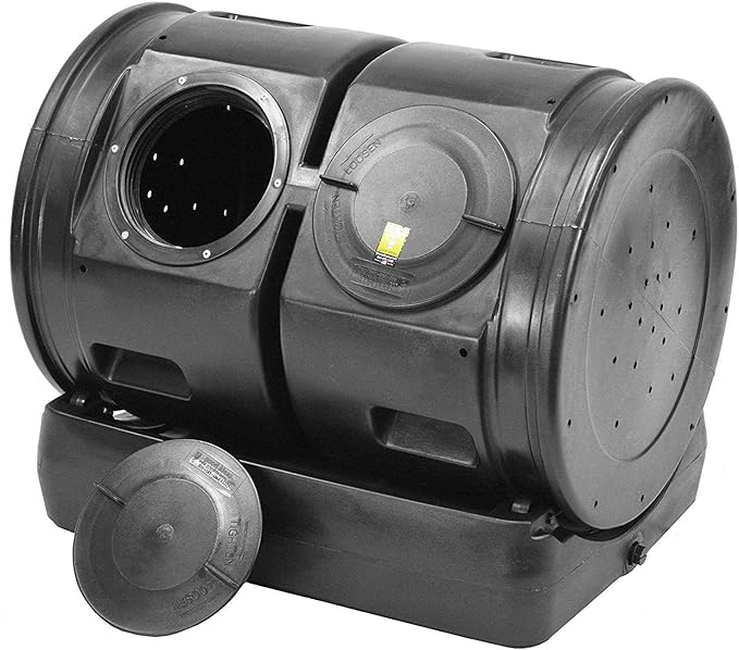 Good Ideas Compost Wizard Outdoor Garden Dual Tumbler Compost Container, Black
