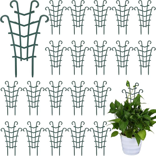 50 Pack Plant Trellis for Pots Garden Trellis for Potted Plants Flower Pots Support Stackable Plastic Mini Trellis for Climbing Plants Peas(Sheep Horn)